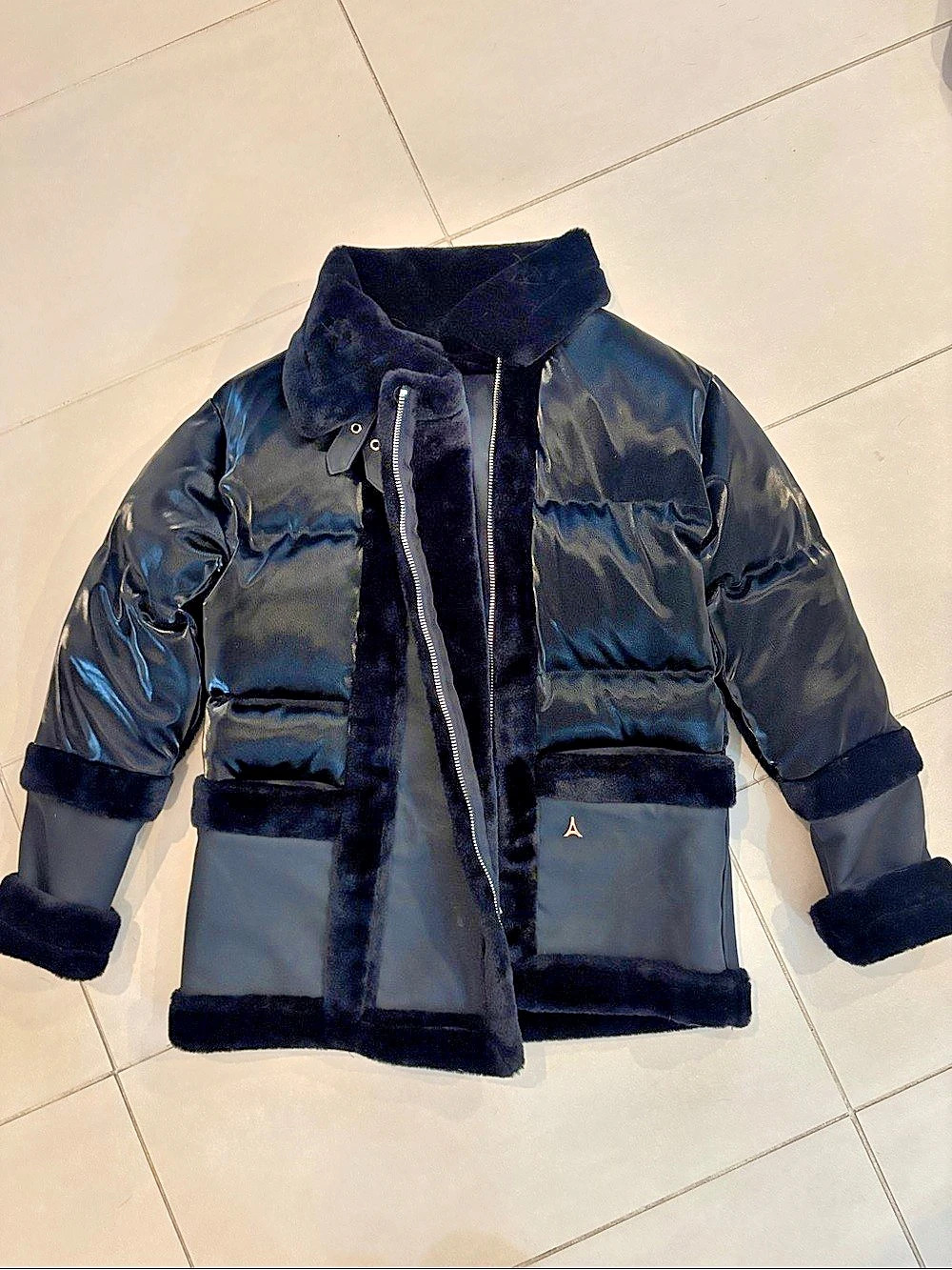 Manière de Voir Blair Leather Puffer Jacket Black Like New
